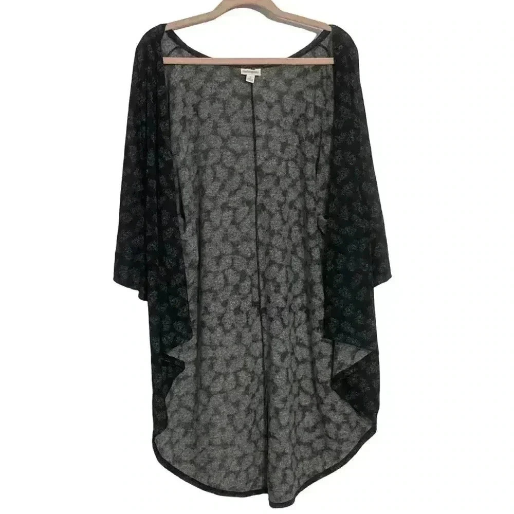 NWT! Small LULUROE Black with Faint White & Blue Abstract Pattern Cardigan